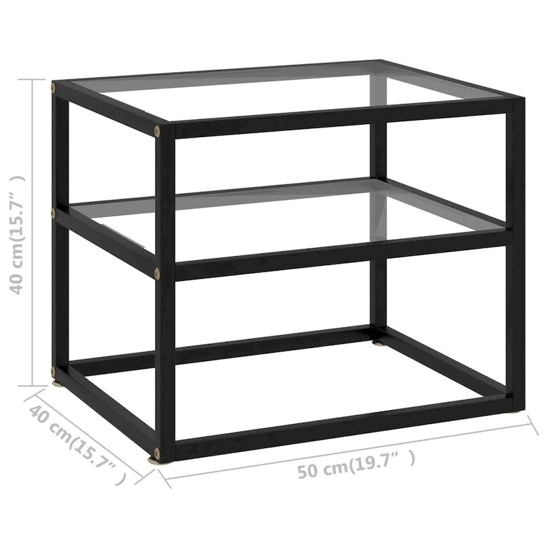 Console en verre trempé transparent, 19,7x15,7x15,7
