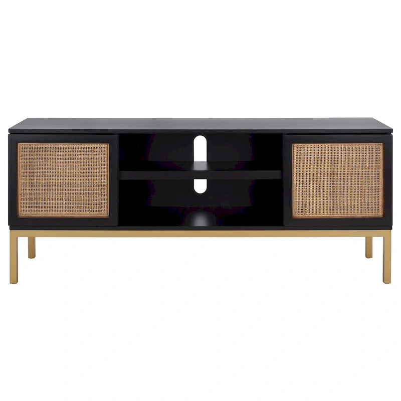 Meuble TV en rotin avec étagère ouverte, 54L x 15P x 22H