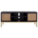 Meuble TV en rotin avec étagère ouverte, 54L x 15P x 22H