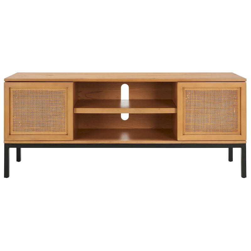 Meuble TV en rotin avec étagère ouverte, 54L x 15P x 22H