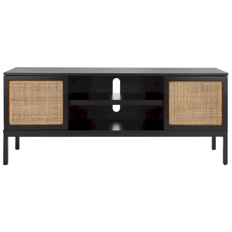 Meuble TV en rotin avec étagère ouverte, 54L x 15P x 22H