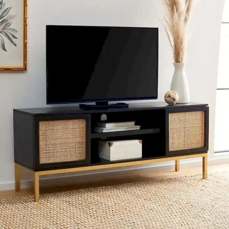 Cristen 1 Shelf Rattan Media Stand - 54 W x 15 D x 22 H - 54Wx15Dx22H