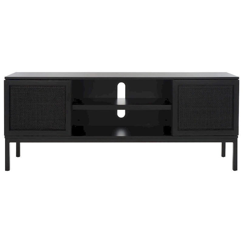 Meuble TV en rotin avec étagère ouverte, 54L x 15P x 22H