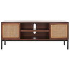 Meuble TV en rotin avec étagère ouverte, 54L x 15P x 22H