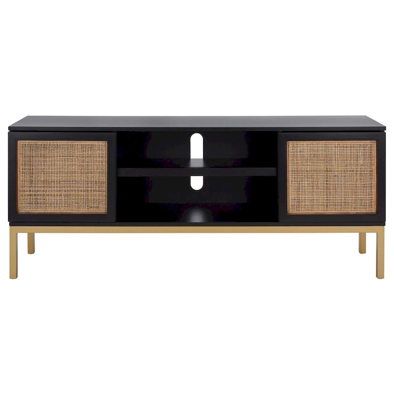 Meuble TV en rotin avec étagère ouverte, 54L x 15P x 22H