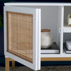 Meuble TV en rotin avec étagère ouverte, 54L x 15P x 22H