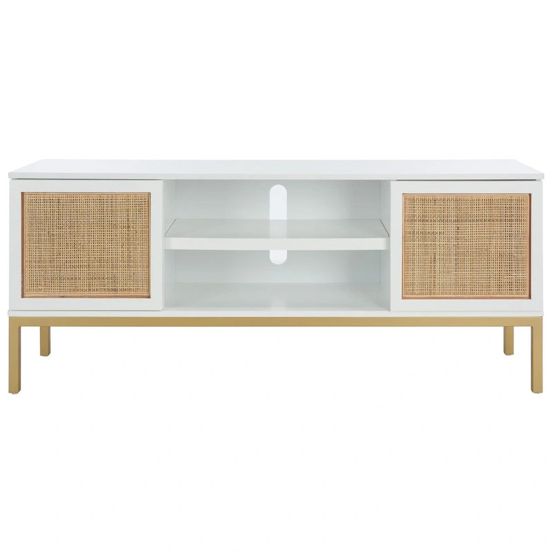 Meuble TV en rotin avec étagère ouverte, 54L x 15P x 22H