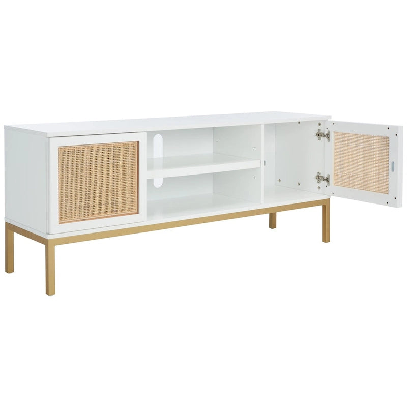 Meuble TV en rotin avec étagère ouverte, 54L x 15P x 22H