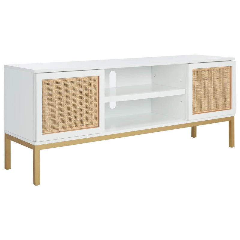 Meuble TV en rotin avec étagère ouverte, 54L x 15P x 22H