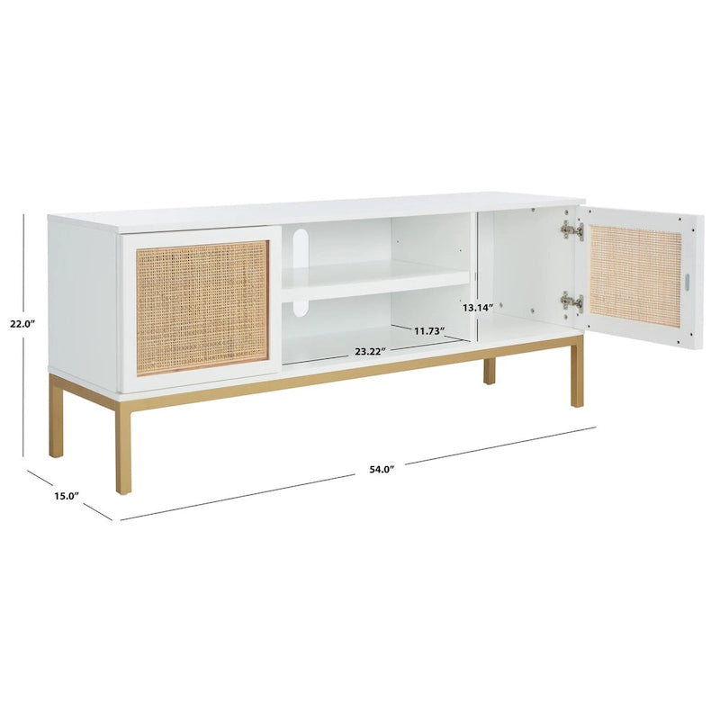 Meuble TV en rotin avec étagère ouverte, 54L x 15P x 22H