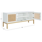 Meuble TV en rotin avec étagère ouverte, 54L x 15P x 22H