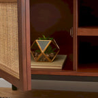 Meuble TV en rotin avec étagère ouverte, 54L x 15P x 22H