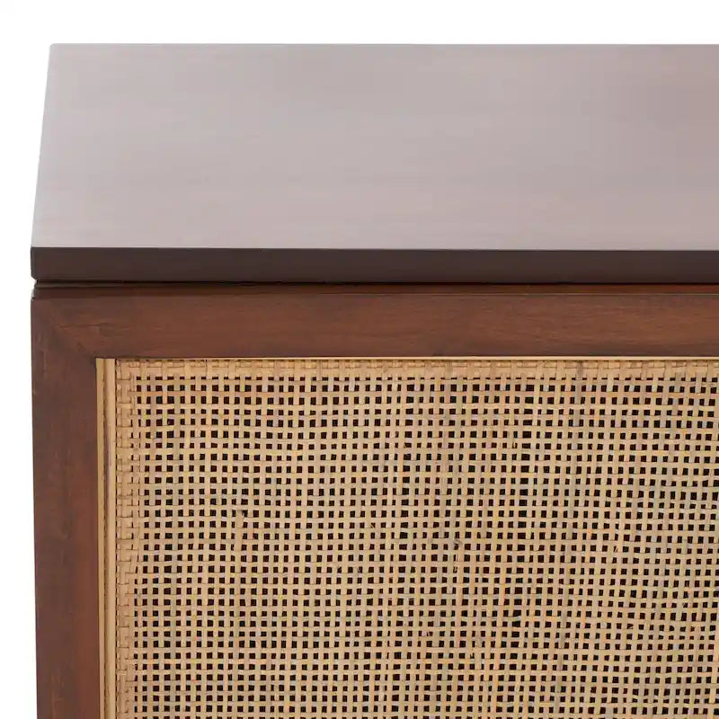 Meuble TV en rotin avec étagère ouverte, 54L x 15P x 22H