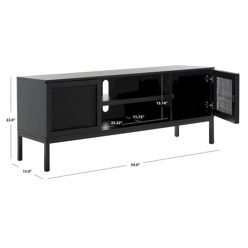 Meuble TV en rotin avec étagère ouverte, 54L x 15P x 22H