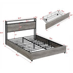 Lit plateforme Queen Size avec tête de lit et 4 tiroirs de rangement
