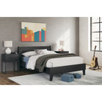  Black Panel Headboard with 2 Nightstands