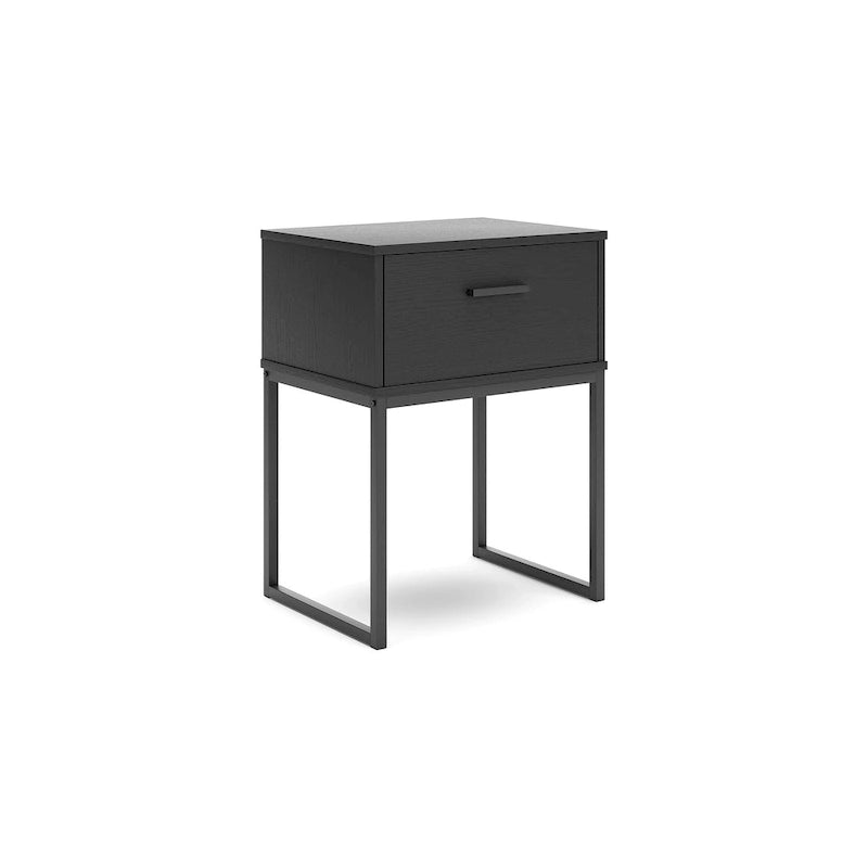 Tête de lit noire avec 2 tables de chevet assorties