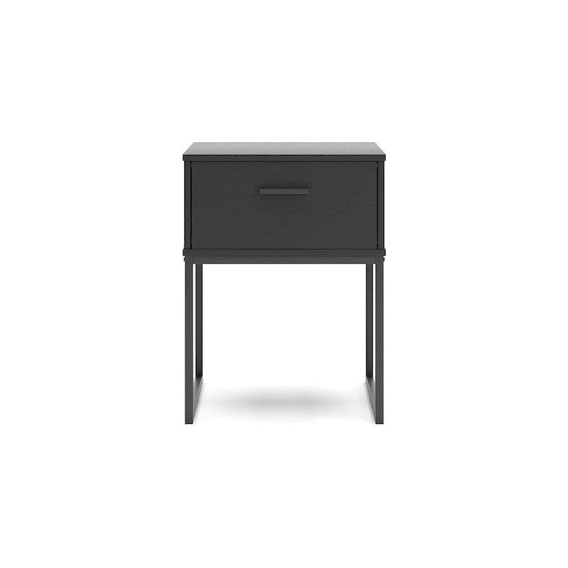 Tête de lit noire avec 2 tables de chevet assorties