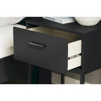 Tête de lit noire avec 2 tables de chevet assorties