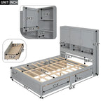 Lit plateforme Queen Size avec tête de lit de rangement et 4 tiroirs