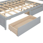 Lit plateforme Queen Size avec tête de lit de rangement et 4 tiroirs