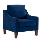 Fauteuil d'appoint en velours capitonné avec pieds en bois