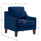 Fauteuil d'appoint en velours capitonné avec pieds en bois