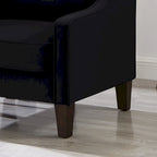 Fauteuil d'appoint en velours capitonné avec pieds en bois