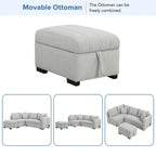 Canapé convertible en forme de L avec prises USB, prises de courant et pouf de rangement mobile, gris