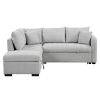 Canapé convertible en forme de L avec prises USB, prises de courant et pouf de rangement mobile, gris