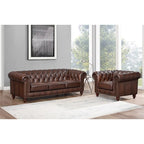 Alton Bay Top Grain Leather Chesterfield Sofa and Chair - Sofa, Chair