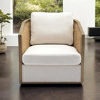 Fauteuil pivotant avec design en rotin, fauteuil canapé en cuir, fauteuil club avec oreiller, fauteuil de loisirs pour le salon