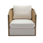 Fauteuil pivotant avec design en rotin, fauteuil canapé en cuir, fauteuil club avec oreiller, fauteuil de loisirs pour le salon
