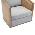 Fauteuil pivotant avec design en rotin, fauteuil canapé en cuir, fauteuil club avec oreiller, fauteuil de loisirs pour le salon