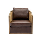 Fauteuil pivotant avec design en rotin, fauteuil canapé en cuir, fauteuil club avec oreiller, fauteuil de loisirs pour le salon
