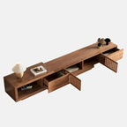 Meuble TV moderne extensible jusqu'à 261 cm avec 5 espaces de rangement – 261 L x 40 P x 35 H cm
