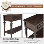 Console Rétro Classique 50 pouces, 50 Farmhouse, Trois Tiroirs Supérieurs et Étagère Inférieure Ouverte, Table d'Appoint avec Cadre en Bois Massif