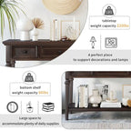 Console Rétro Classique 50 pouces, 50 Farmhouse, Trois Tiroirs Supérieurs et Étagère Inférieure Ouverte, Table d'Appoint avec Cadre en Bois Massif