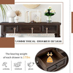 Console Rétro Classique 50 pouces, 50 Farmhouse, Trois Tiroirs Supérieurs et Étagère Inférieure Ouverte, Table d'Appoint avec Cadre en Bois Massif