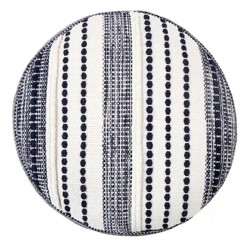 Pouf Rond 100% Coton Bleu 18 Pouces
