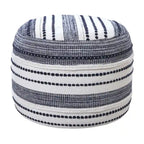 Pouf Rond 100% Coton Bleu 18 Pouces