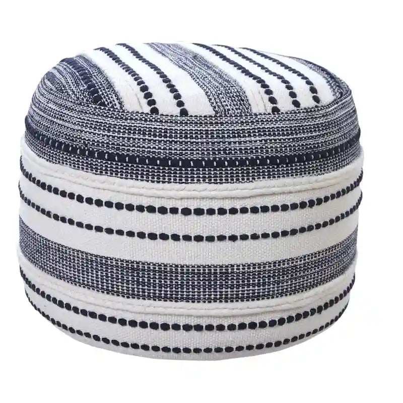 Pouf Rond 100% Coton Bleu 18 Pouces