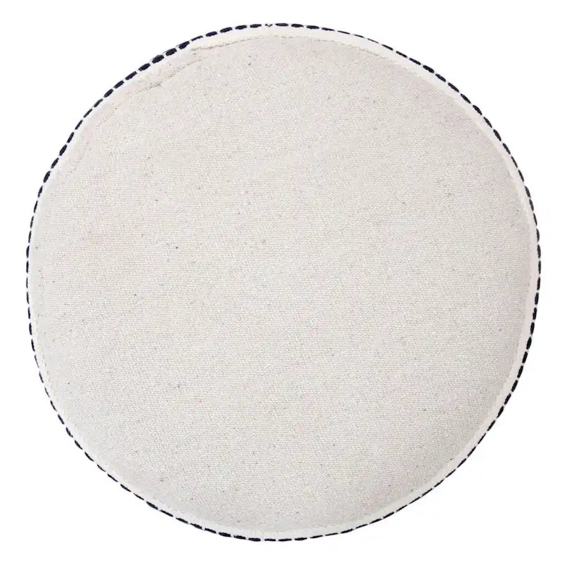 Pouf Rond 100% Coton Bleu 18 Pouces