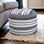 Pouf Rond 100% Coton Bleu 18 Pouces