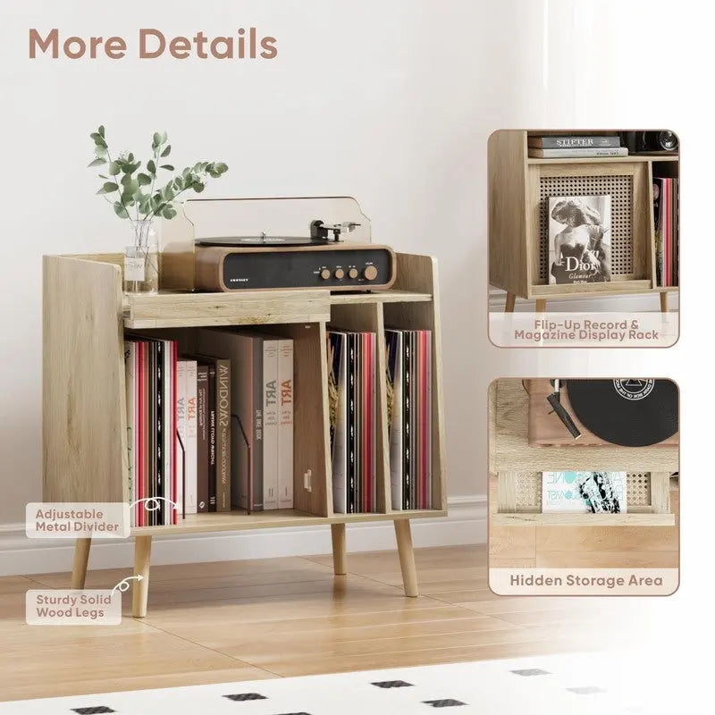 Meuble Tourne-disque Grand Format - 15.74P x 25.98L x 25.19H