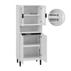 Meuble de rangement haut avec 2 portes vitrées et 2 portes, buffet de cuisine avec poignées dorées, meuble autoportant