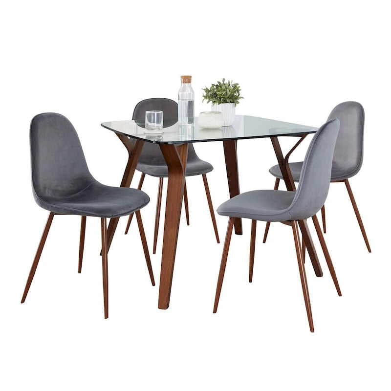 Table à manger carrée en pierre avec 4 chaises